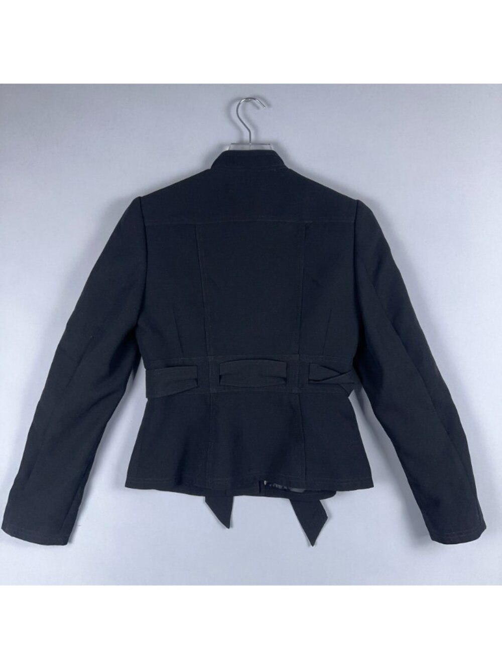 Calvin Klein Blazer Jacket Womens Size 4 Black Belted Button-Front Office Wear - Picture 3 of 12
